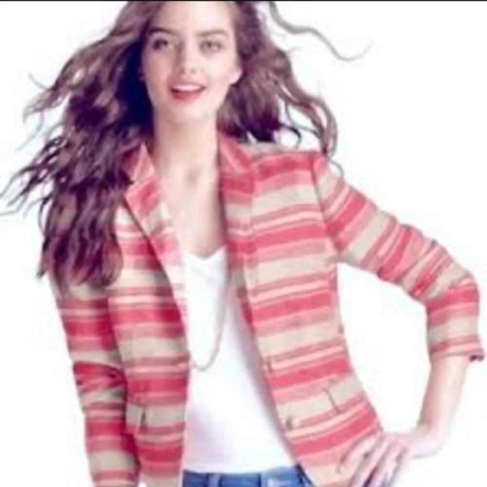 LOFT Pink and Tan Striped Blazer - Picture 2 of 6